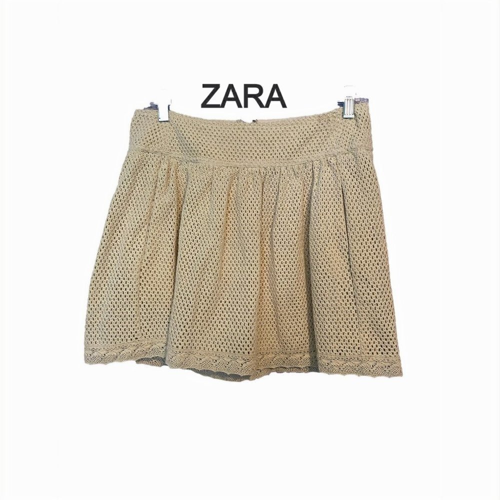 NWOT Zara 100% Cotton Knitted Mini Lace Mini Skirt